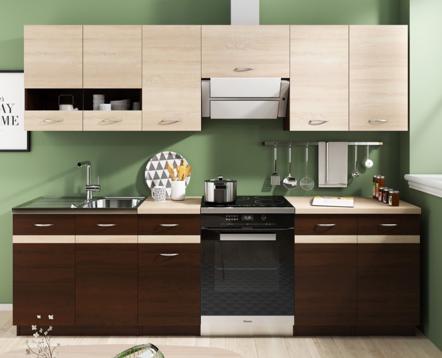 Móvel de cozinha VALERIA 240 cm carvalho sonoma/castanho