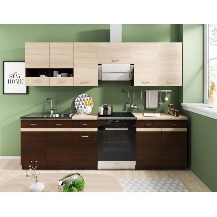 Móvel de cozinha VALERIA 240 cm carvalho sonoma/castanho