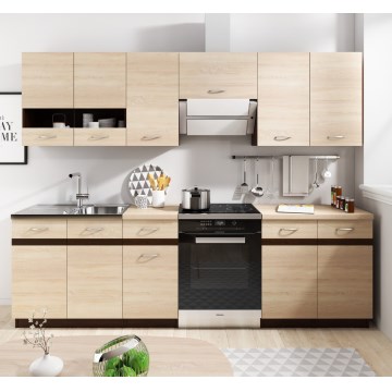 Móvel de cozinha VALERIA 240 cm castanho/carvalho sonoma