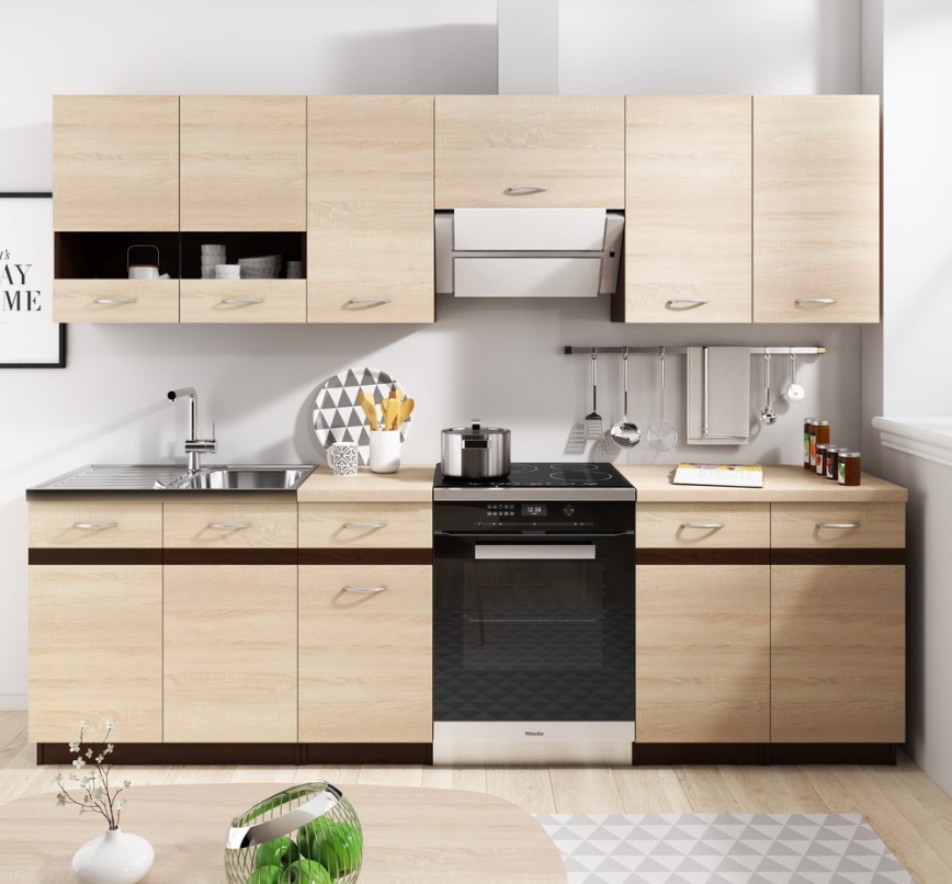 Móvel de cozinha VALERIA 240 cm castanho/carvalho sonoma