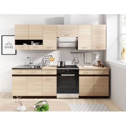 Móvel de cozinha VALERIA 240 cm castanho/carvalho sonoma