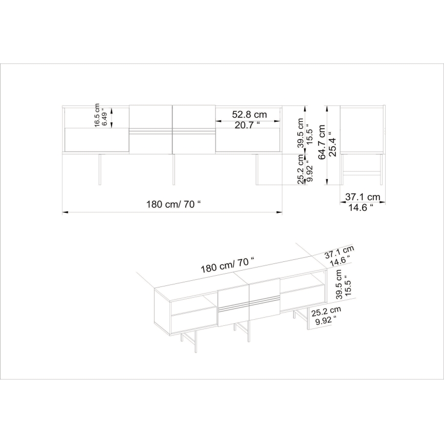 Móvel de TV DERIN 64,7x180 cm branco