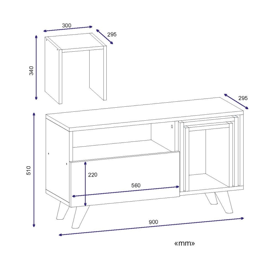 Móvel de TV NOVELLA 51x90 cm branco/castanho