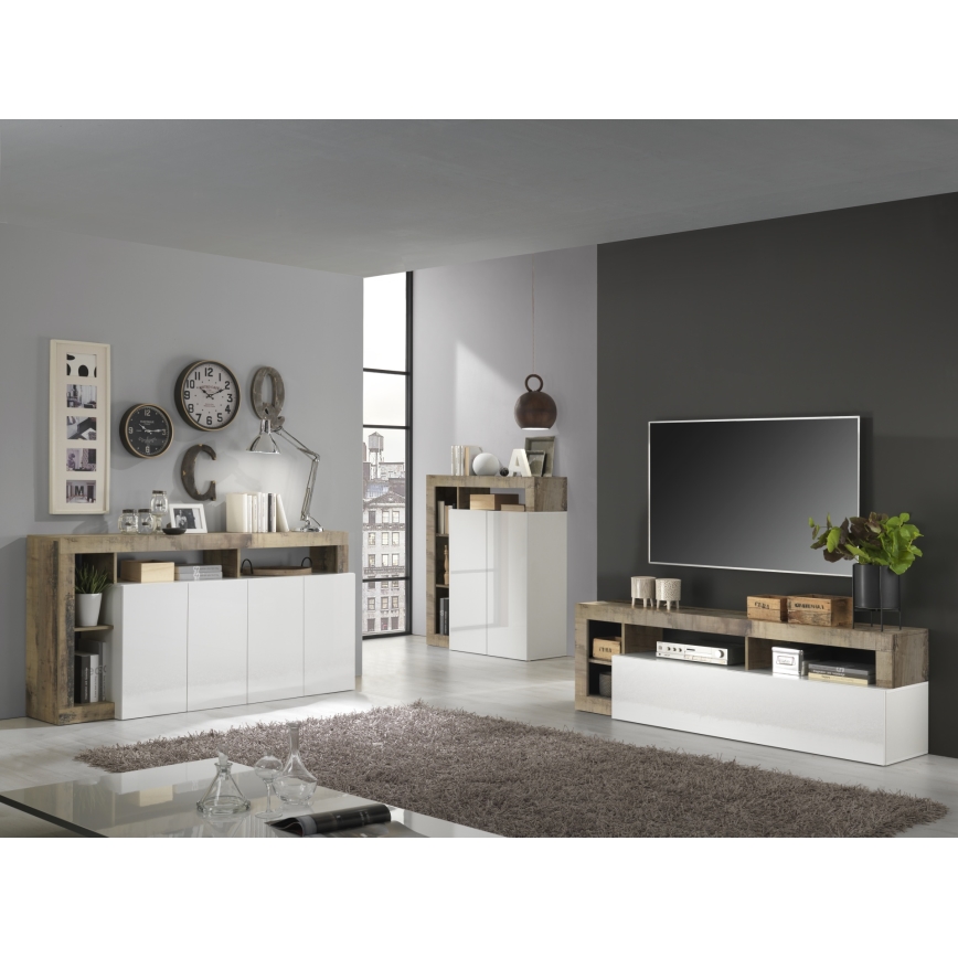 Móvel para TV LENOR branco/castanho