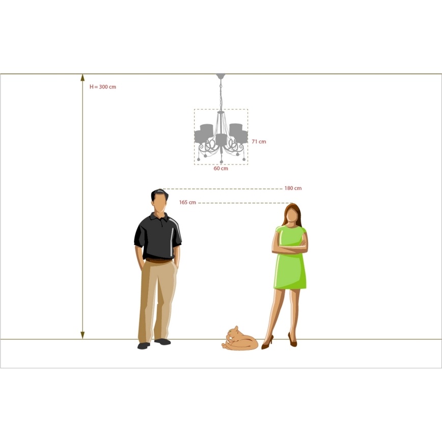 MW-LIGHT - Candelabro numa corrente VITALINA 5xE14/40W/230V