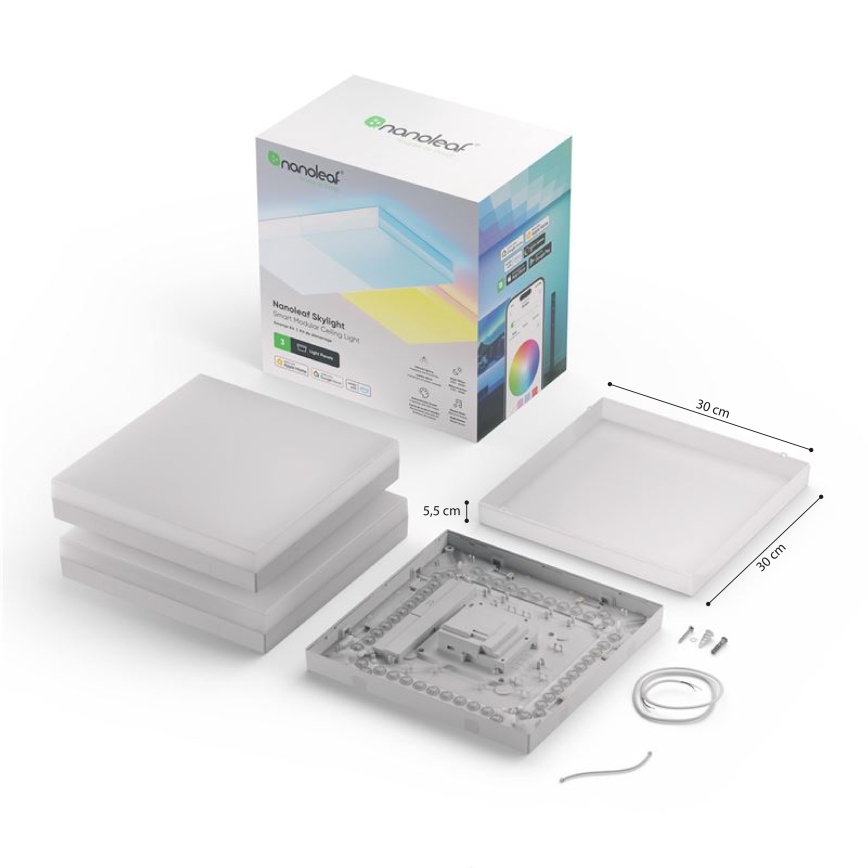 Nanoleaf - CONJUNTO 3x Iluminação de teto RGBW com regulação SKYLIGHT 1xLED/18W/230V + 2xLED/16W/230V 2700-6500K Wi-Fi