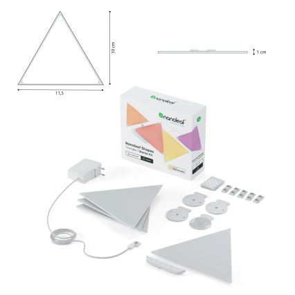 Nanoleaf NL48-1001TW-10PK - CONJUNTO 10x Painel regulável LED RGB TRIANGLES LED/0,5W/230V Wi-Fi