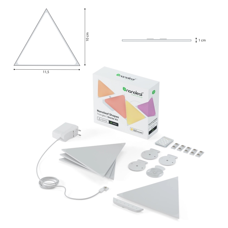 Nanoleaf NL48-1001TW-10PK - CONJUNTO 10x Painel regulável LED RGB TRIANGLES LED/0,5W/230V Wi-Fi