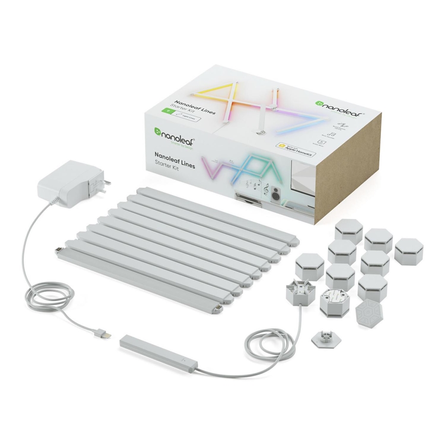 Nanoleaf - CONJUNTO 9x Painéis LED RGBW Regulação carril LINES LED/2W/230V 1200-6000K Wi-Fi
