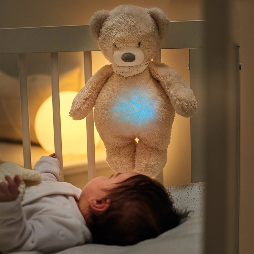 Nattou - Amigo aconchegante com melodia e iluminação SLEEPY BEAR 4em1 castanho