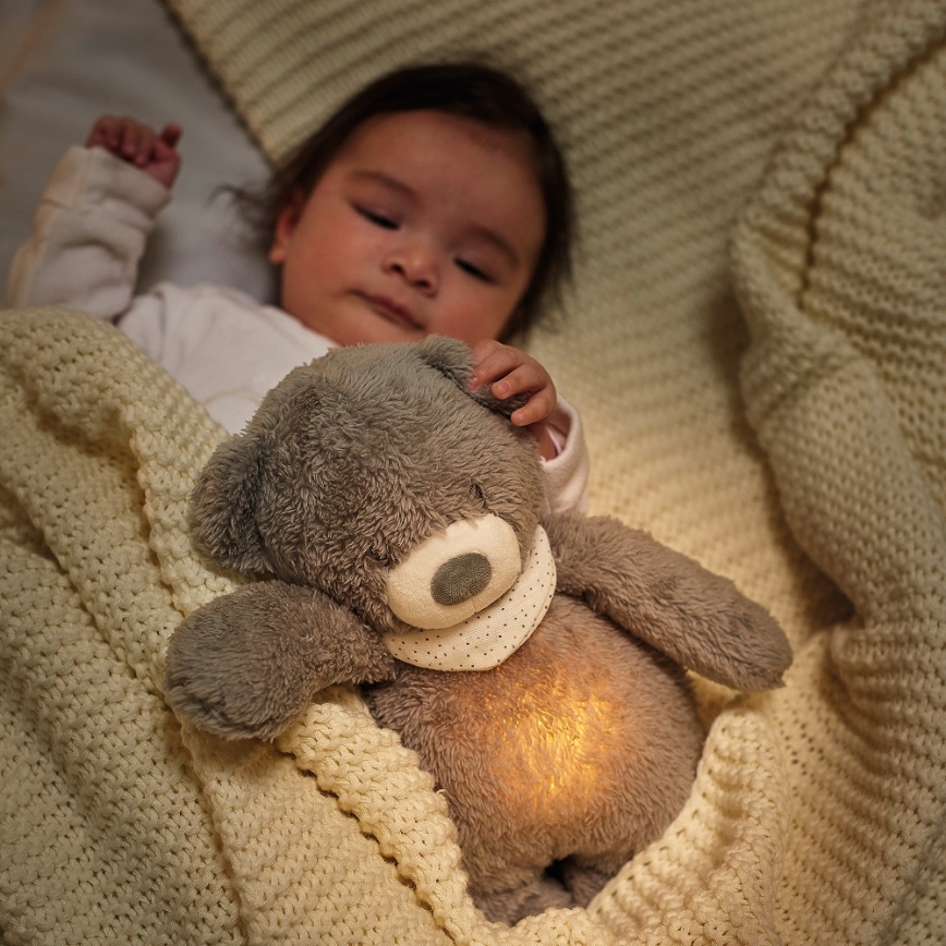 Nattou - Amigo aconchegante com melodia e iluminação SLEEPY BEAR 4em1 castanho