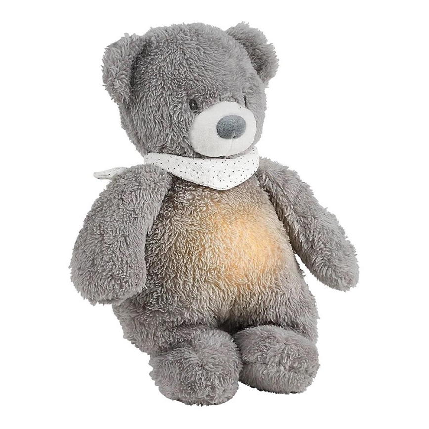 Nattou - Amigo aconchegante com melodia e iluminação SLEEPY BEAR 4em1 cinzento