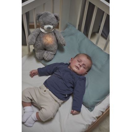 Nattou - Amigo aconchegante com melodia e iluminação SLEEPY BEAR 4em1 cinzento