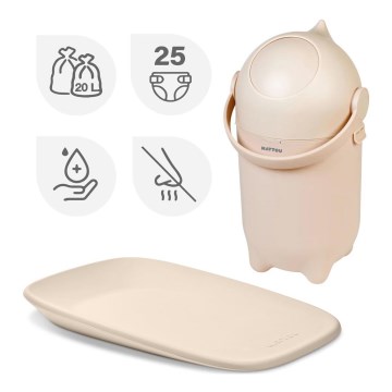 Nattou - Caixote do lixo para fraldas e tapete para mudar as fraldas SOFTY 50x70 cm bege