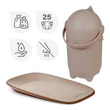 Nattou - Caixote do lixo para fraldas e tapete para mudar as fraldas SOFTY 50x70 cm castanho