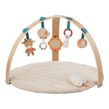 Nattou - Cobertor infantil para brincar com um arco de madeira MILA, ZOE & LANA