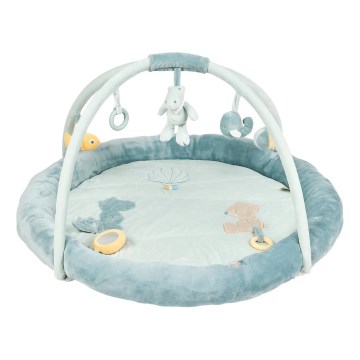 Nattou - Cobertor infantil para brincar com um arco ROMEO, JULES & SALLY azul