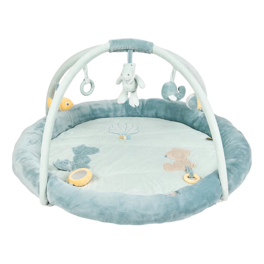 Nattou - Cobertor infantil para brincar com um arco ROMEO, JULES & SALLY azul