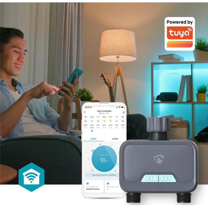 Regulador do fluxo da água 4xAA Wi-Fi Tuya IP54