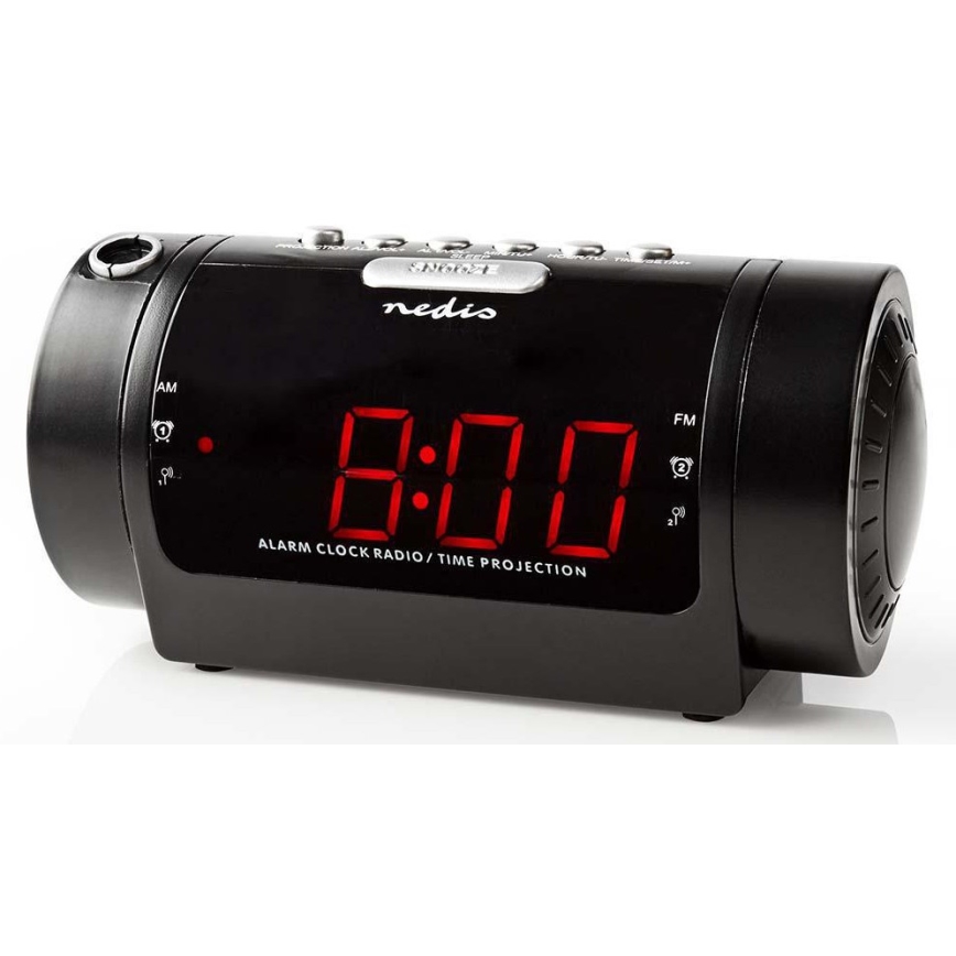 Rádio-despertador com visor LED e projetor 230V