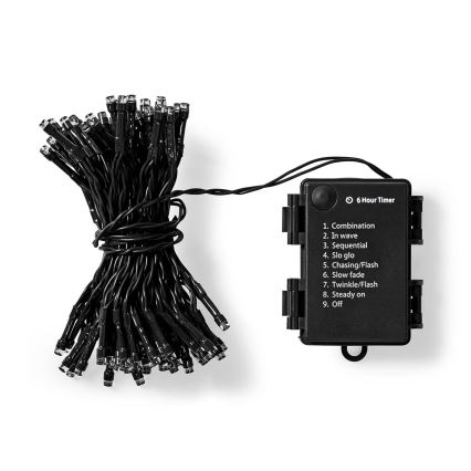Corrente exterior de Natal LED 192xLED/7 funções/3xAA 14,9m IP44 branco quente