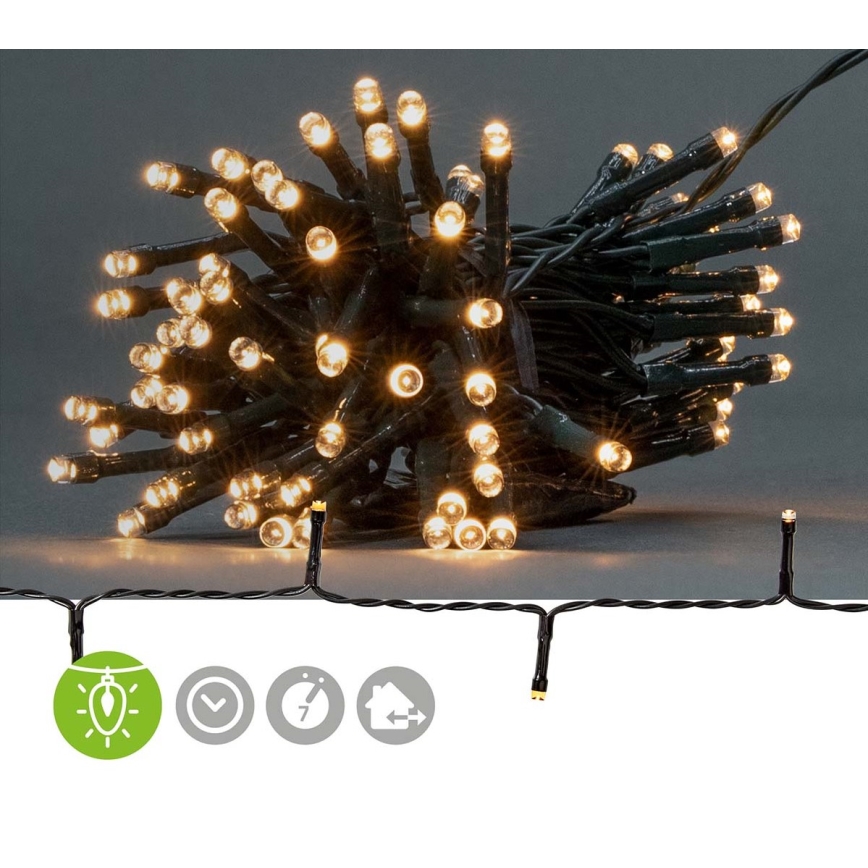 Corrente exterior de Natal LED 48xLED/7 funções/3xAA 4,1m IP44 branco quente