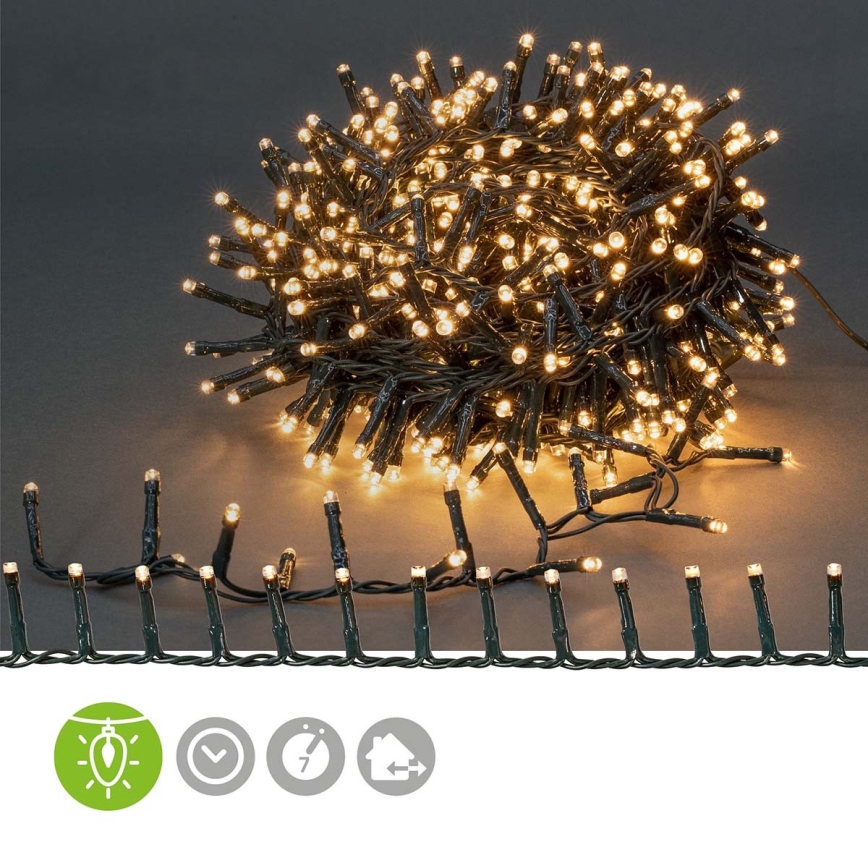 Corrente exterior de Natal LED 400xLED/7 funções 11m IP44 branco quente