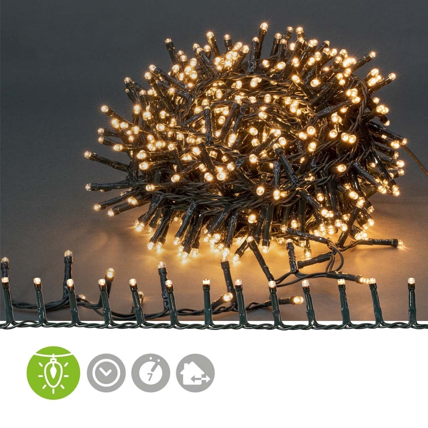 Corrente exterior de Natal LED 560xLED/7 funções 14m IP44 branco quente