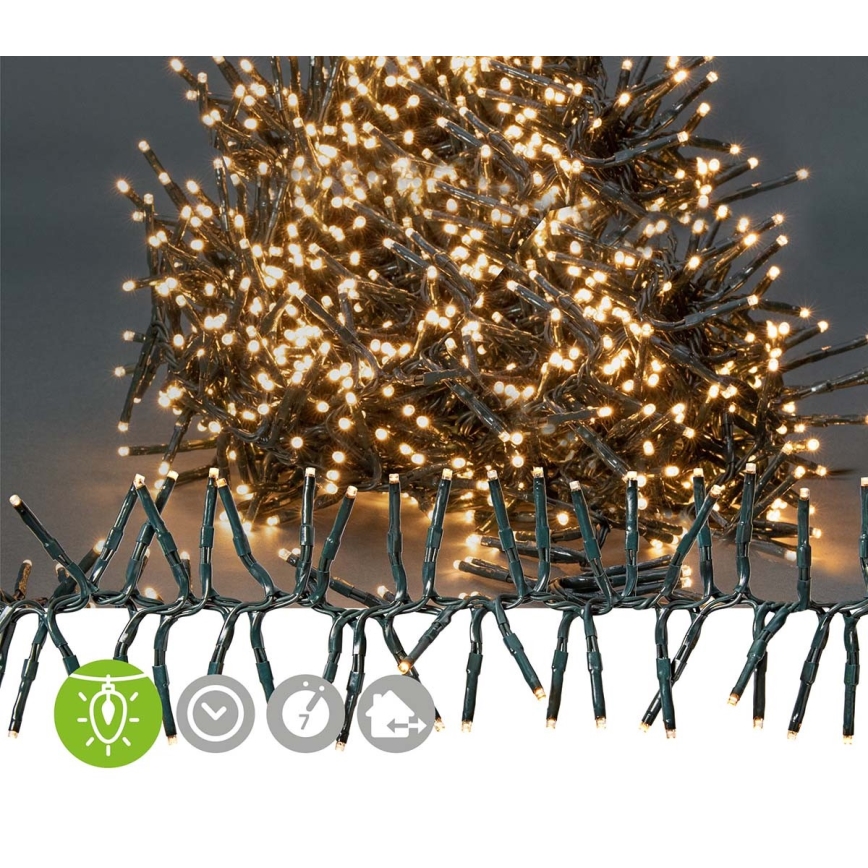Corrente exterior de Natal LED 1512xLED/7 funções 14m IP44 branco quente