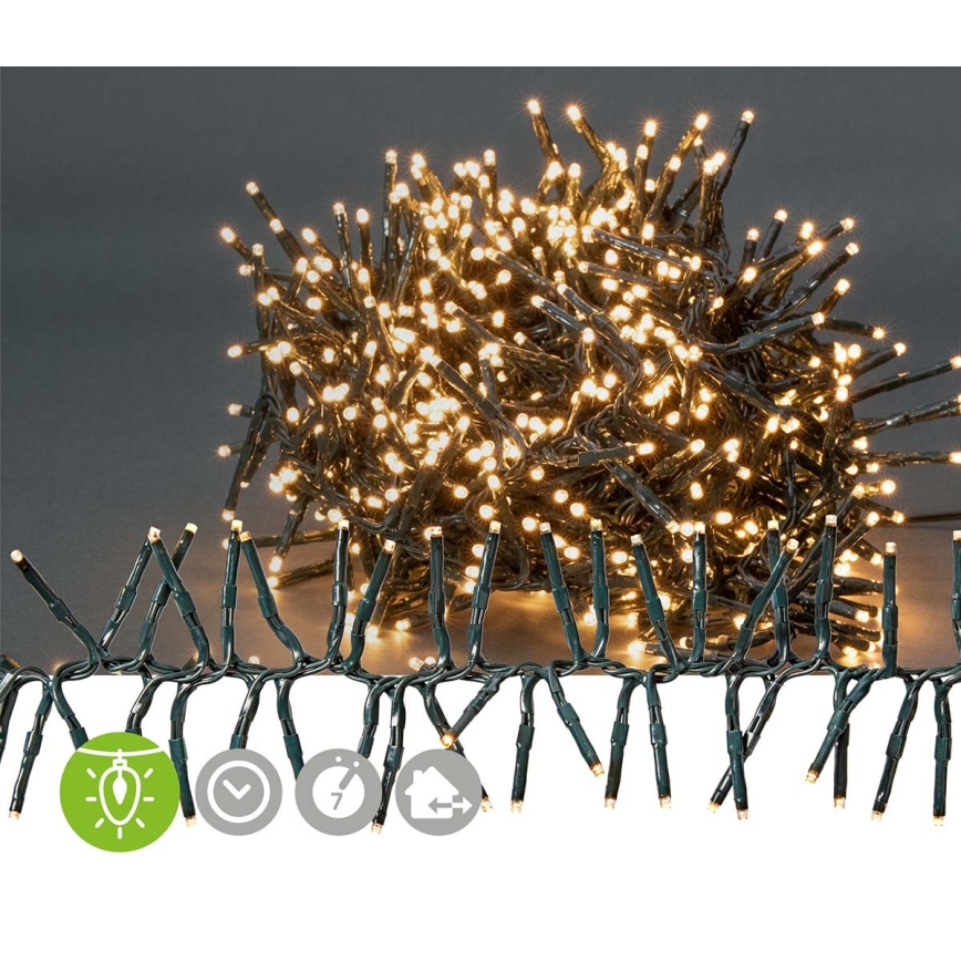 Corrente exterior de Natal LED 576xLED/7 funções 7,2m IP44 branco quente
