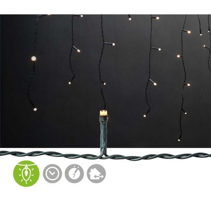 Cortina exterior de Natal LED 360xLED/7 funções 14m IP44 branco quente