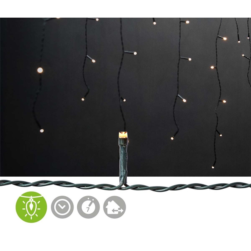 Cortina exterior de Natal LED 360xLED/7 funções 14m IP44 branco quente