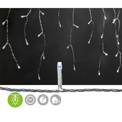 Cortina exterior de Natal LED 360xLED/7 funções 14m IP44 branco frio