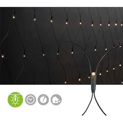 Cortina exterior de Natal LED 160xLED/7 funções 5m IP44 branco quente