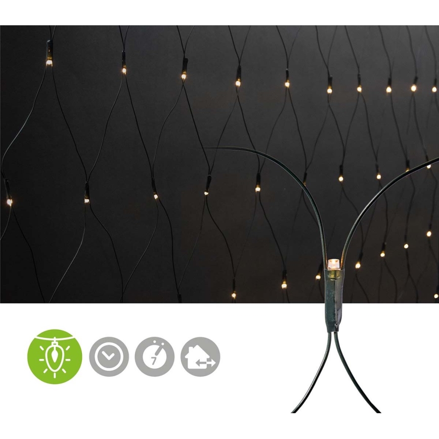 Cortina exterior de Natal LED 160xLED/7 funções 5m IP44 branco quente