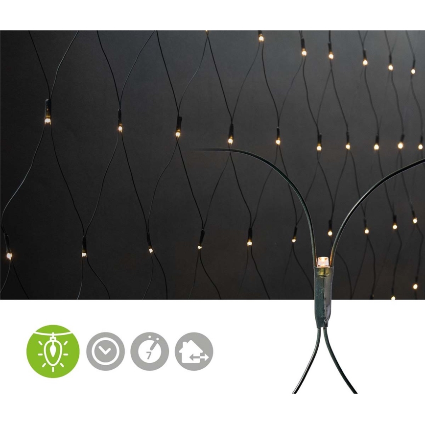 Cortina exterior de Natal LED 320xLED/7 funções 6m IP44 branco quente