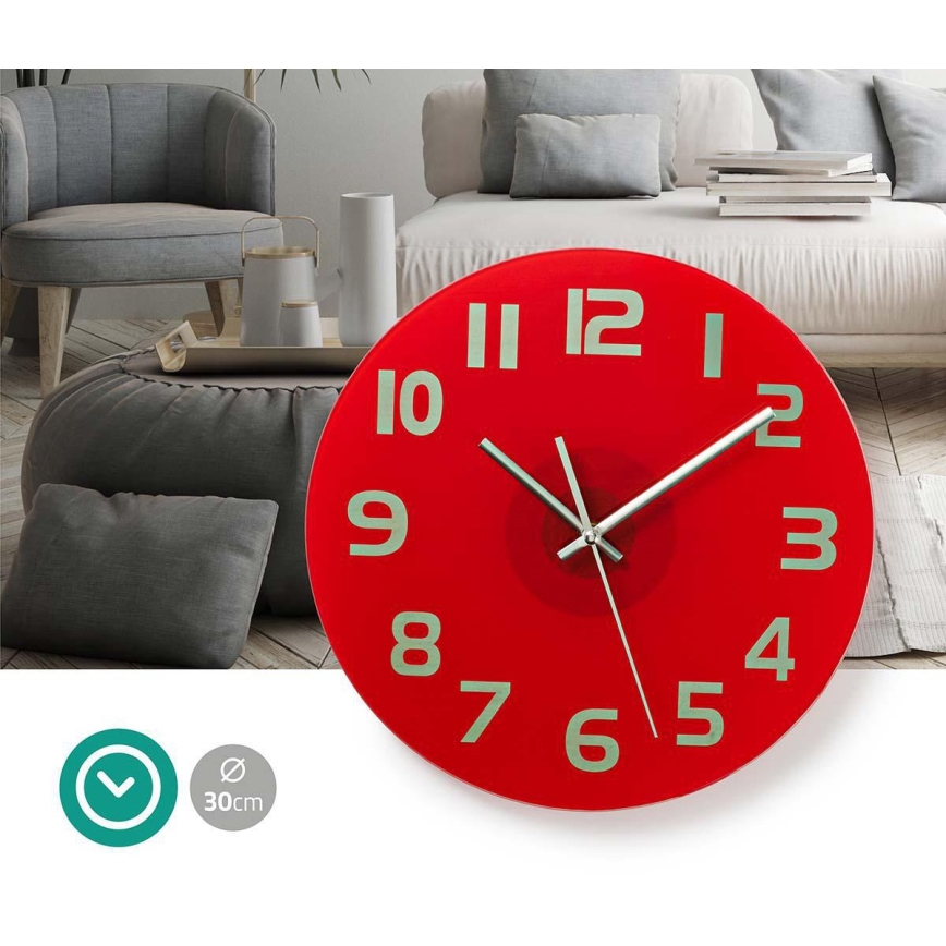 Relógio de parede 1xAA vermelho