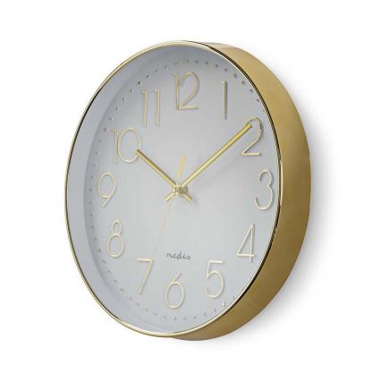 Relógio de parede 1xAA branco/dourado