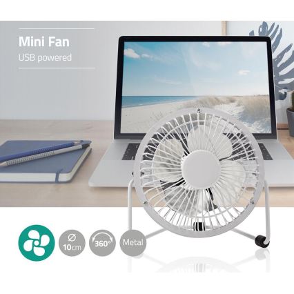 Ventoinha de mesa 3W/USB 10 cm branca