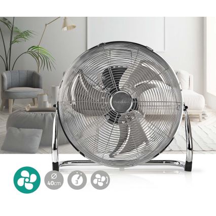 Ventoinha de chão 80W/230V cromado brilhante