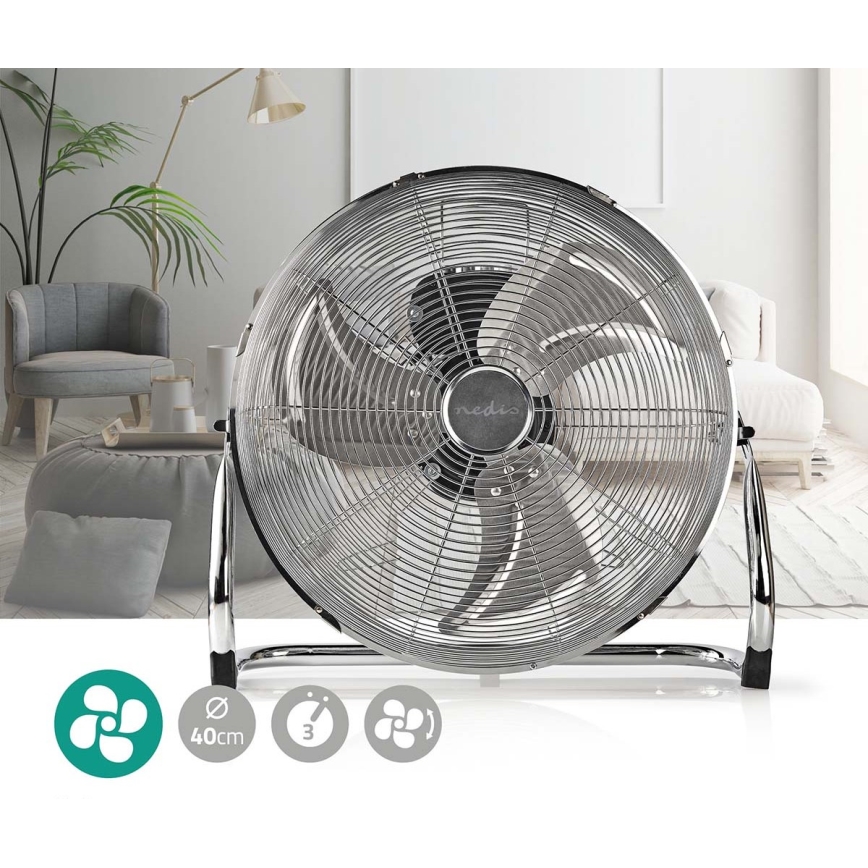 Ventoinha de chão 80W/230V cromado brilhante