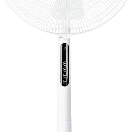 Ventoinha de chão com termómetro e visor 45W/230V branca + controlo remoto