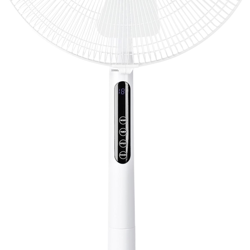 Ventoinha de chão com termómetro e visor 45W/230V branca + controlo remoto