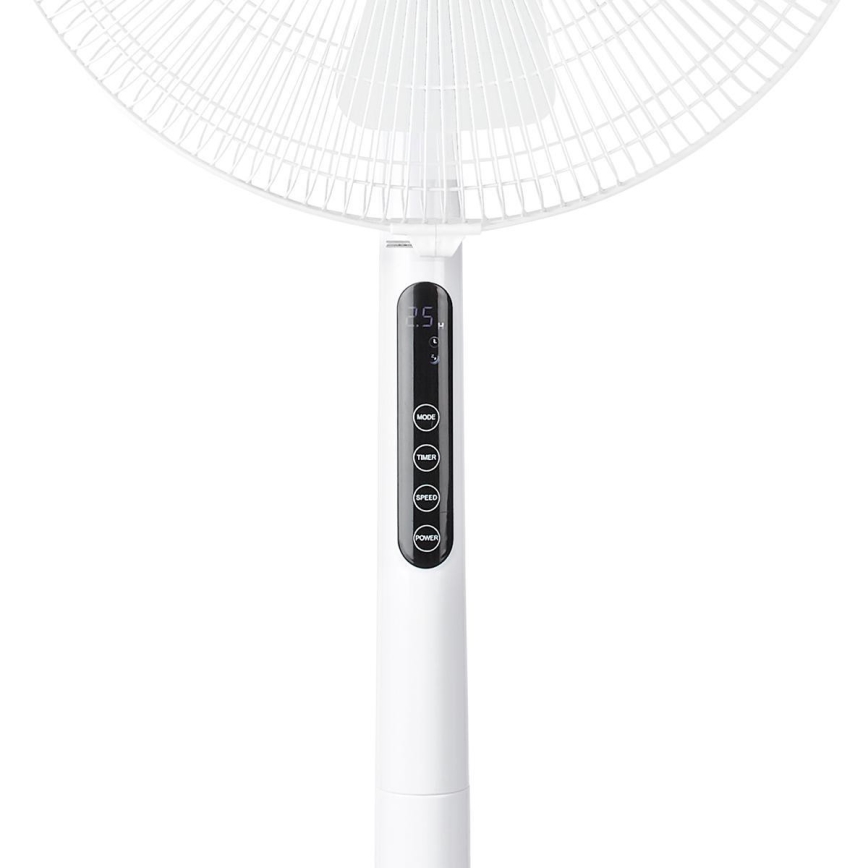 Ventoinha de chão com termómetro e visor 45W/230V branca + controlo remoto