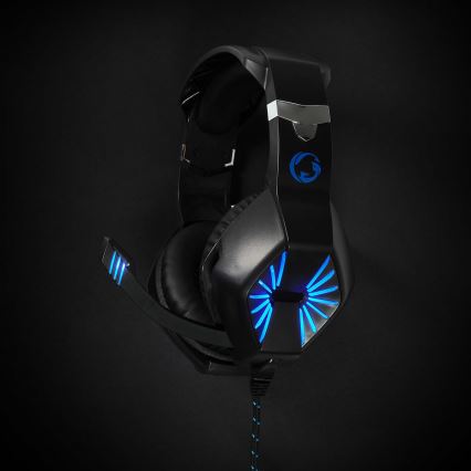 Auscultadores LED Gaming com um microfone preto/azul