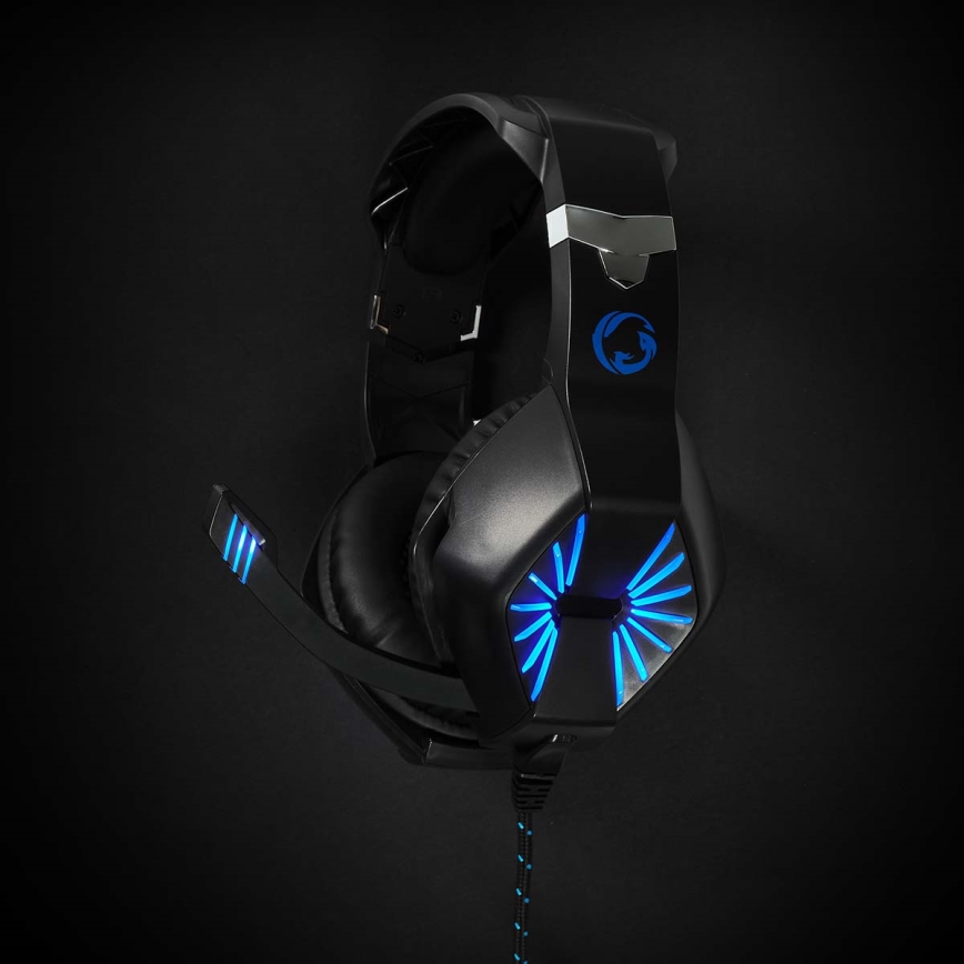 Auscultadores LED Gaming com um microfone preto/azul