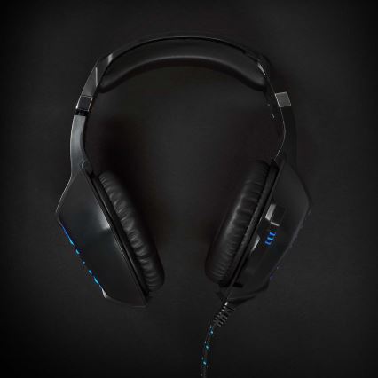 Auscultadores LED Gaming com um microfone preto/azul