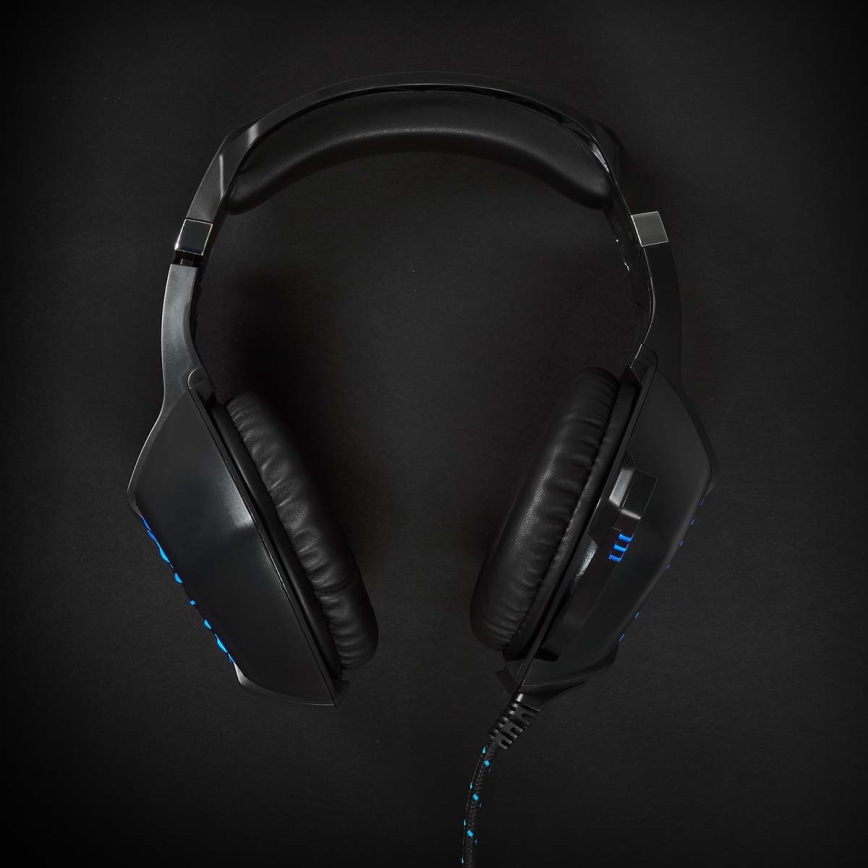 Auscultadores LED Gaming com um microfone preto/azul