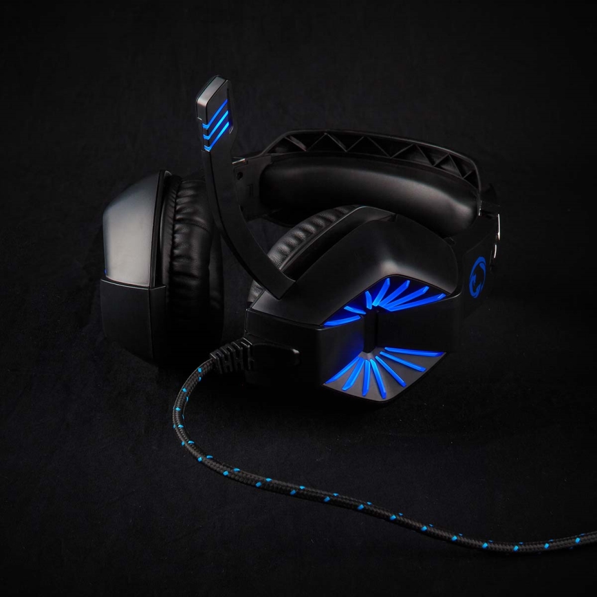 Auscultadores LED Gaming com um microfone preto/azul
