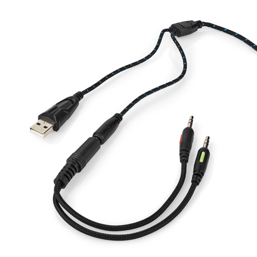 Auscultadores LED Gaming com um microfone preto/azul